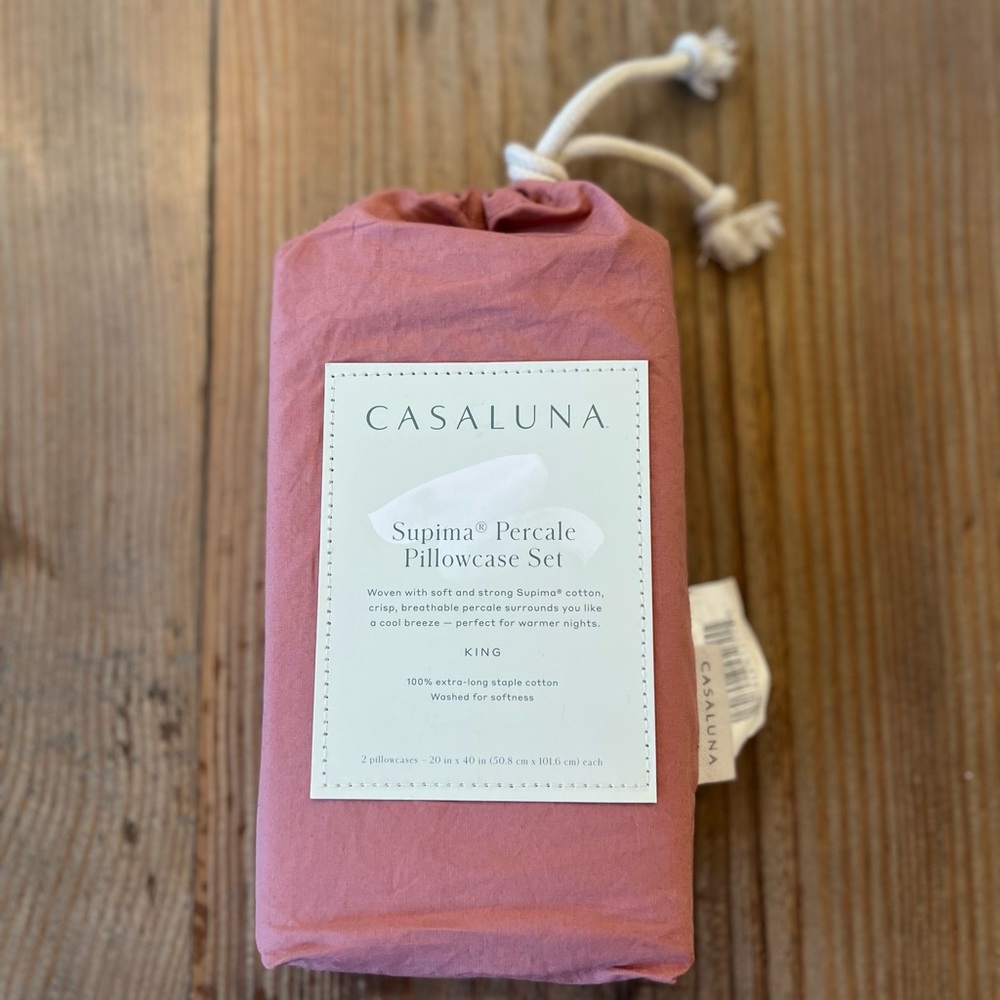 Casaluna King washed Supima Percale Pillowcase Set - Rose